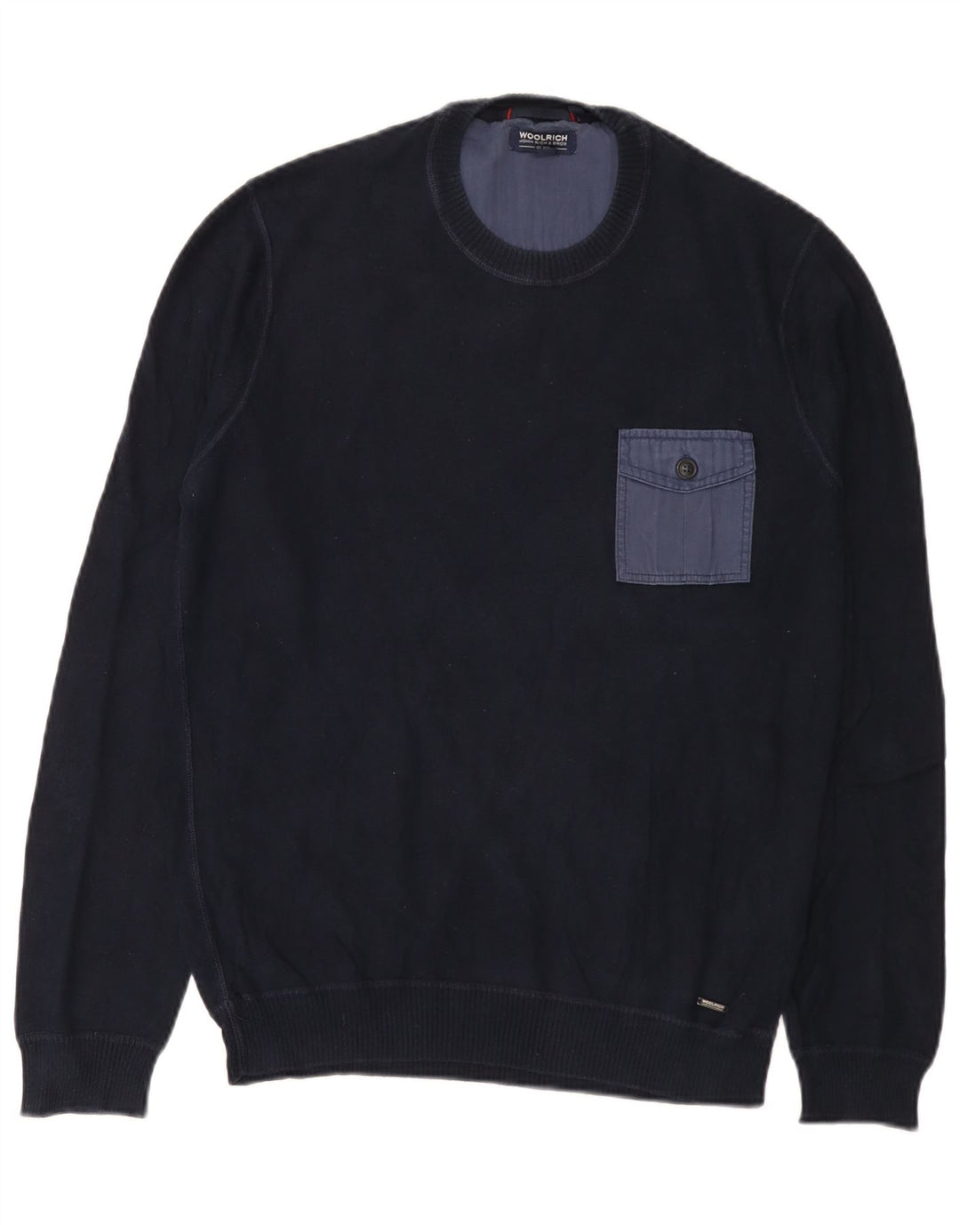 Ανδρικό πουλόβερ Woolrich Crew Neck Jumper Μικρό Navy Blue βαμβακερό