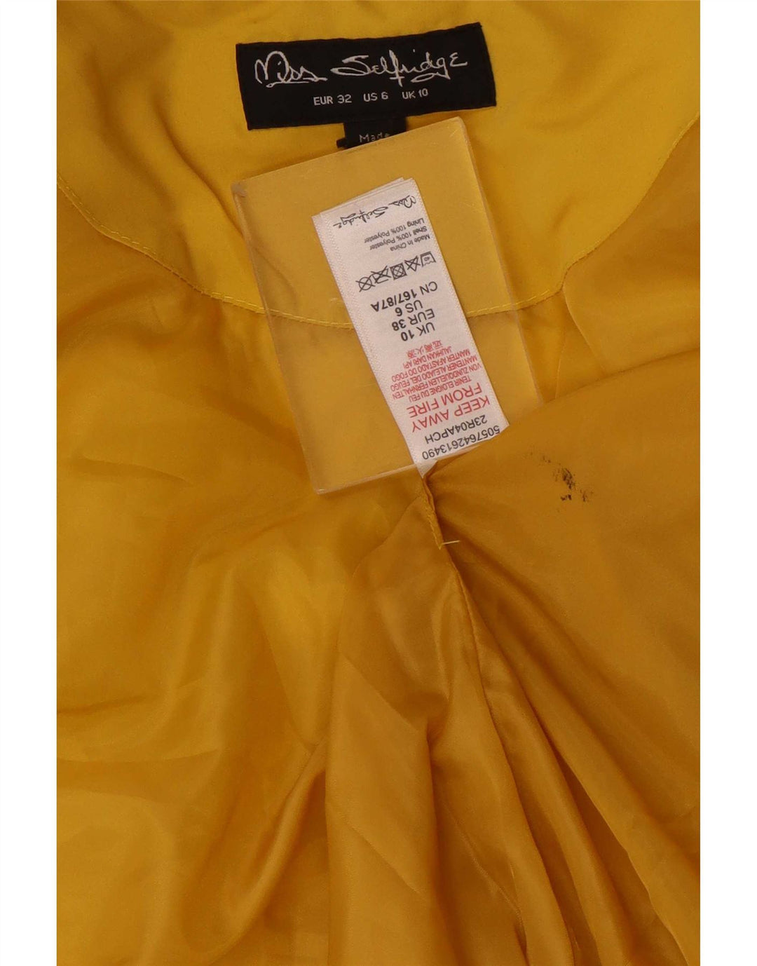 Miss Selfridge Γυναικείο μπουφάν με κουκούλα μεγάλου μεγέθους, 10 μικρό κίτρινο