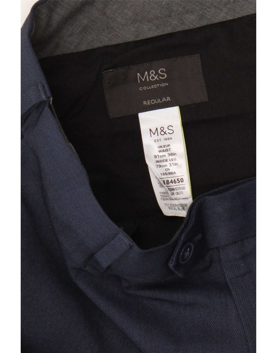Marks & Spencer Ανδρικό ίσιο κανονικό παντελόνι W36 L31 Navy Blue