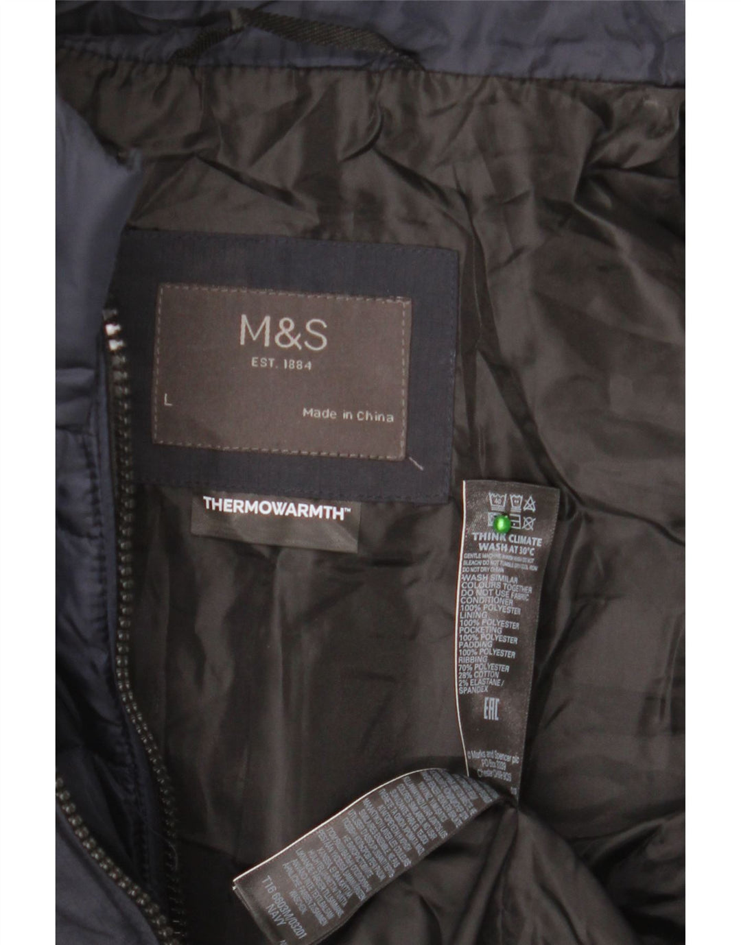 Ανδρικό μπουφάν Marks & Spencer UK 40 Large Navy Blue Polyester