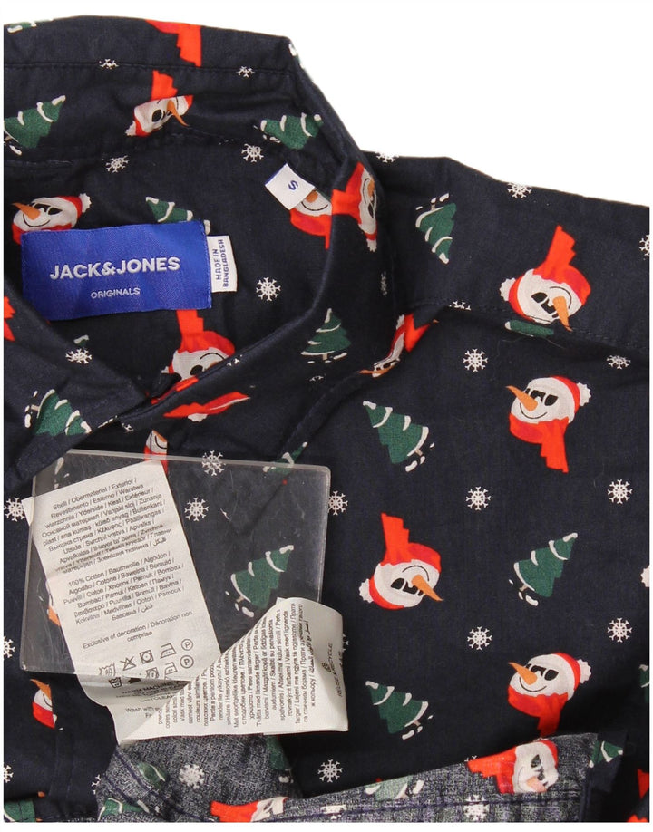 Jack & Jones Ανδρικό πουκάμισο με αφηρημένο σχέδιο Μικρό ναυτικό μπλε Χριστούγεννα