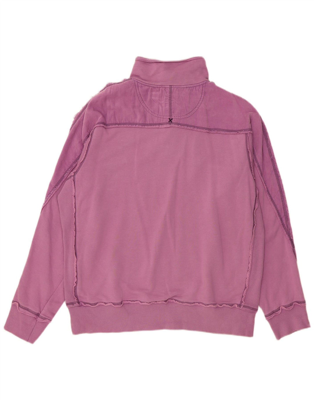 FAT FACE Mens Button Neck Sweatshirt Jumper Large Purple Cotton