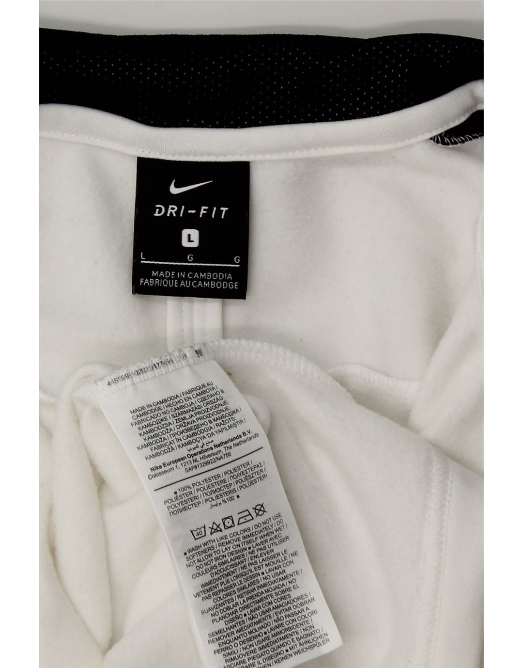 Ανδρική φόρμα πουλόβερ με φερμουάρ Nike Dri Fit Top Large White Colourblock