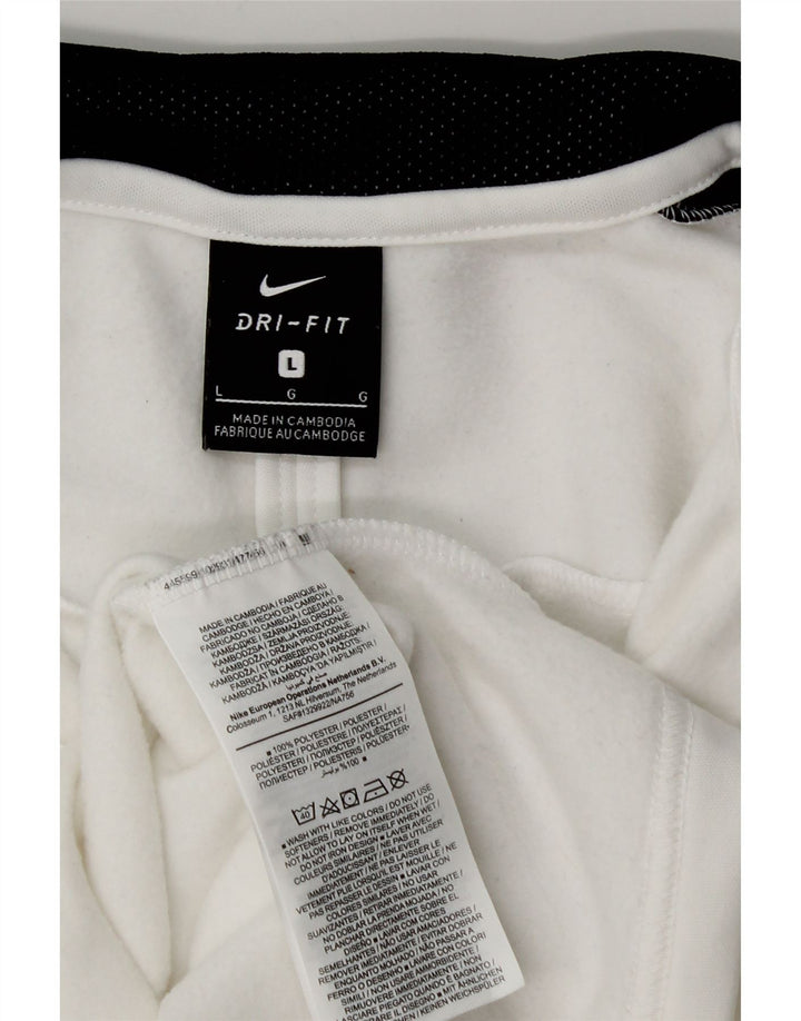 Ανδρική φόρμα πουλόβερ με φερμουάρ Nike Dri Fit Top Large White Colourblock