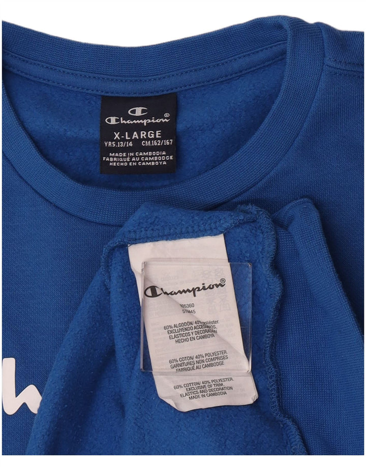 Champion Boys Graphic Sweatshirt Jumper 13-14 Years XL Blue Cotton