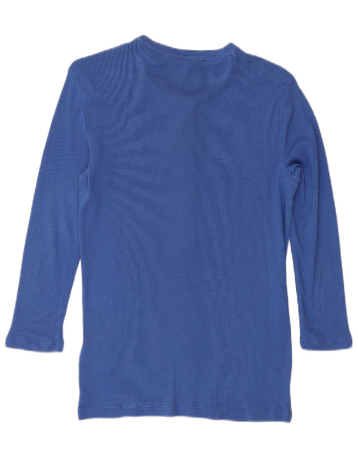 RALPH LAUREN Γυναικείο τοπ 3/4 μανίκι UK 12 μεσαίο μπλε βαμβακερό