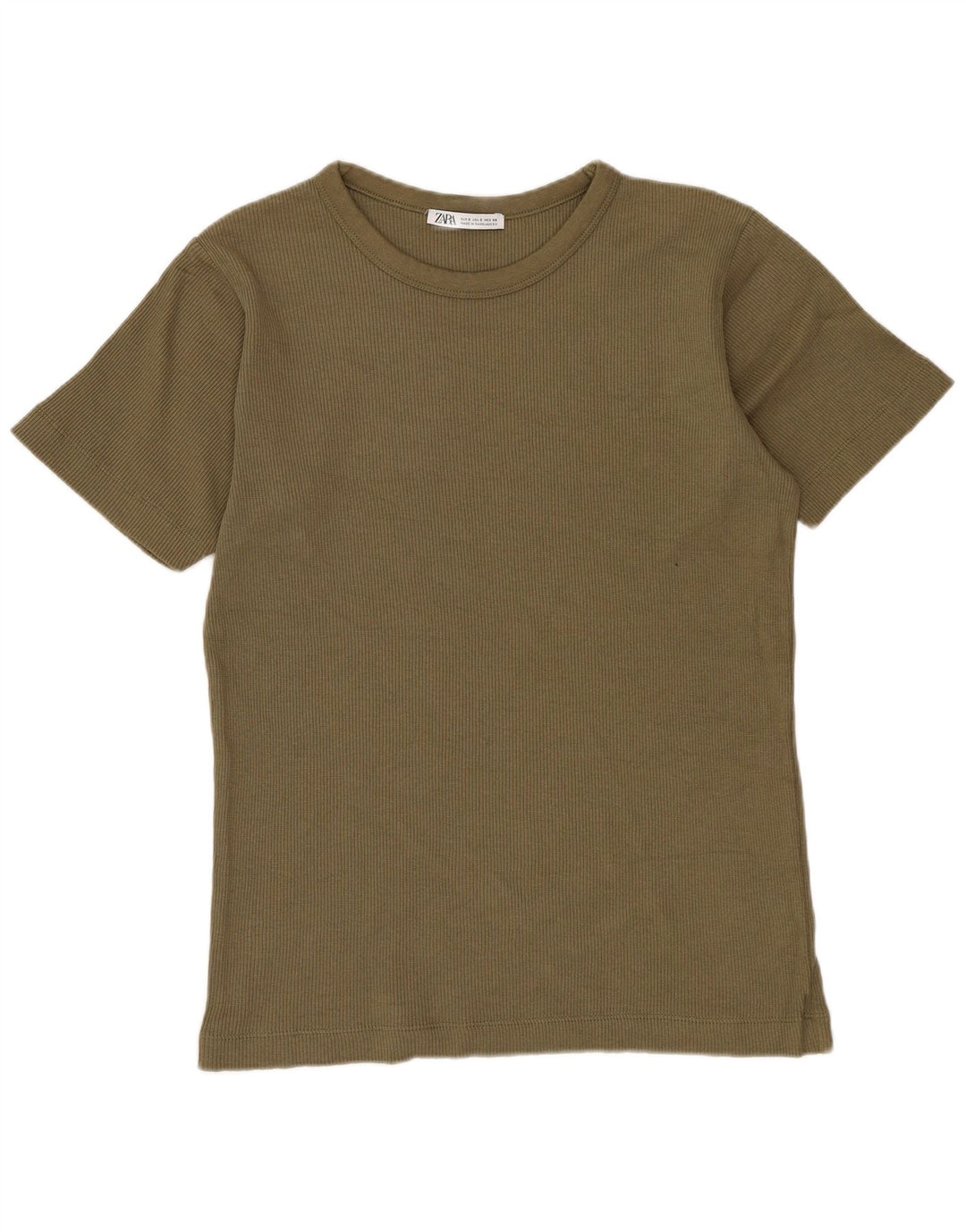 Ανδρικό T-Shirt ZARA Top Μικρό Χακί Βαμβακερό