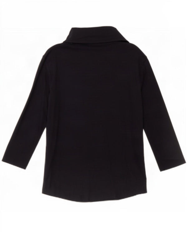 Benetton γυναικείο μπλουζάκι πόλο 3/4 UK 16 μεγάλο Navy Blue Viscose