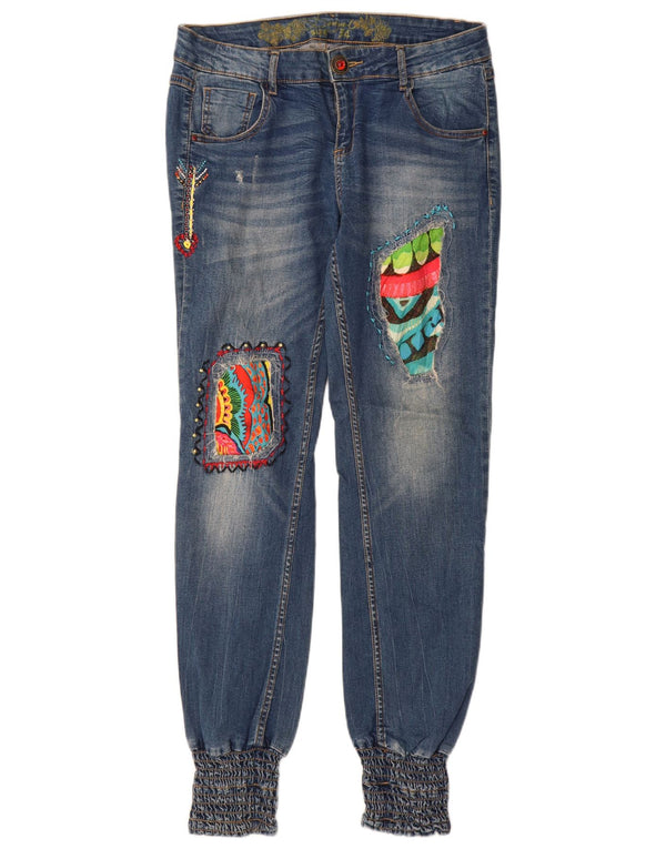 Desigual Γυναικεία χαμηλομέση Joggers Slim Jeans W34 L32 Blue Patchwork