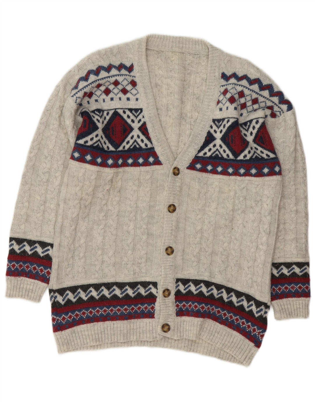 Ανδρικό πουλόβερ με ζακέτα VINTAGE Medium Grey Fair Isle