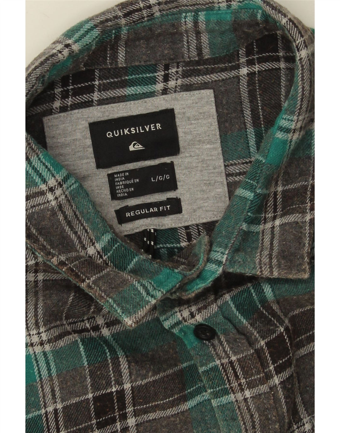 Ανδρικό φανελένιο πουκάμισο Quiksilver με κανονική εφαρμογή, μεγάλο γκρι βαμβακερό
