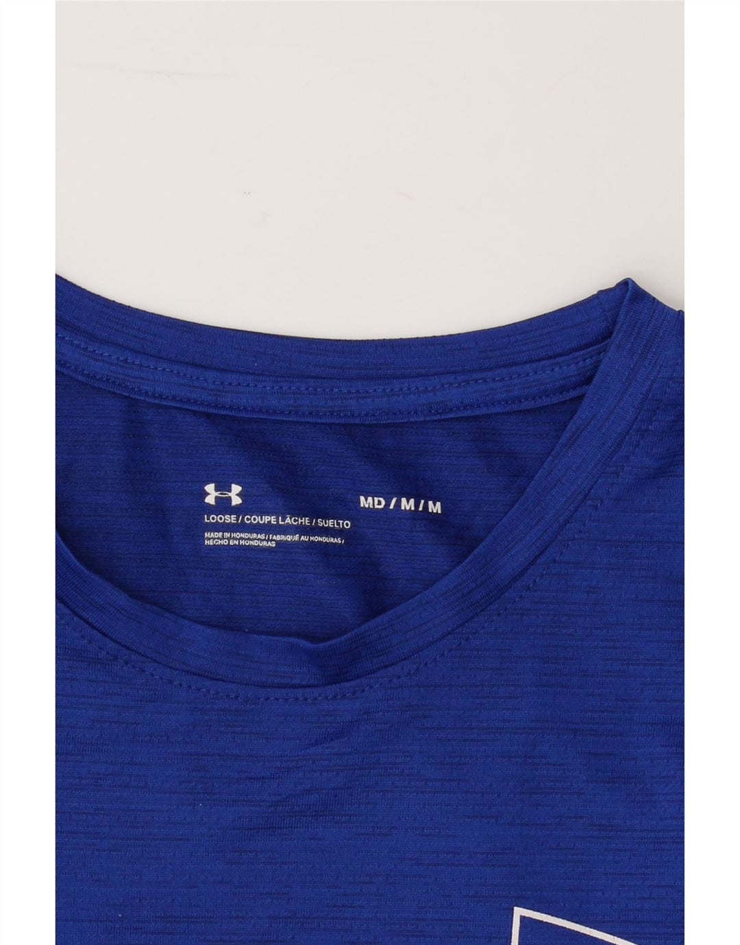 UNDER ARMOUR Mens Graphic T-Shirt Top Medium Blue Polyester Vintage Under Armour and Second-Hand Under Armour from Messina Hembry 