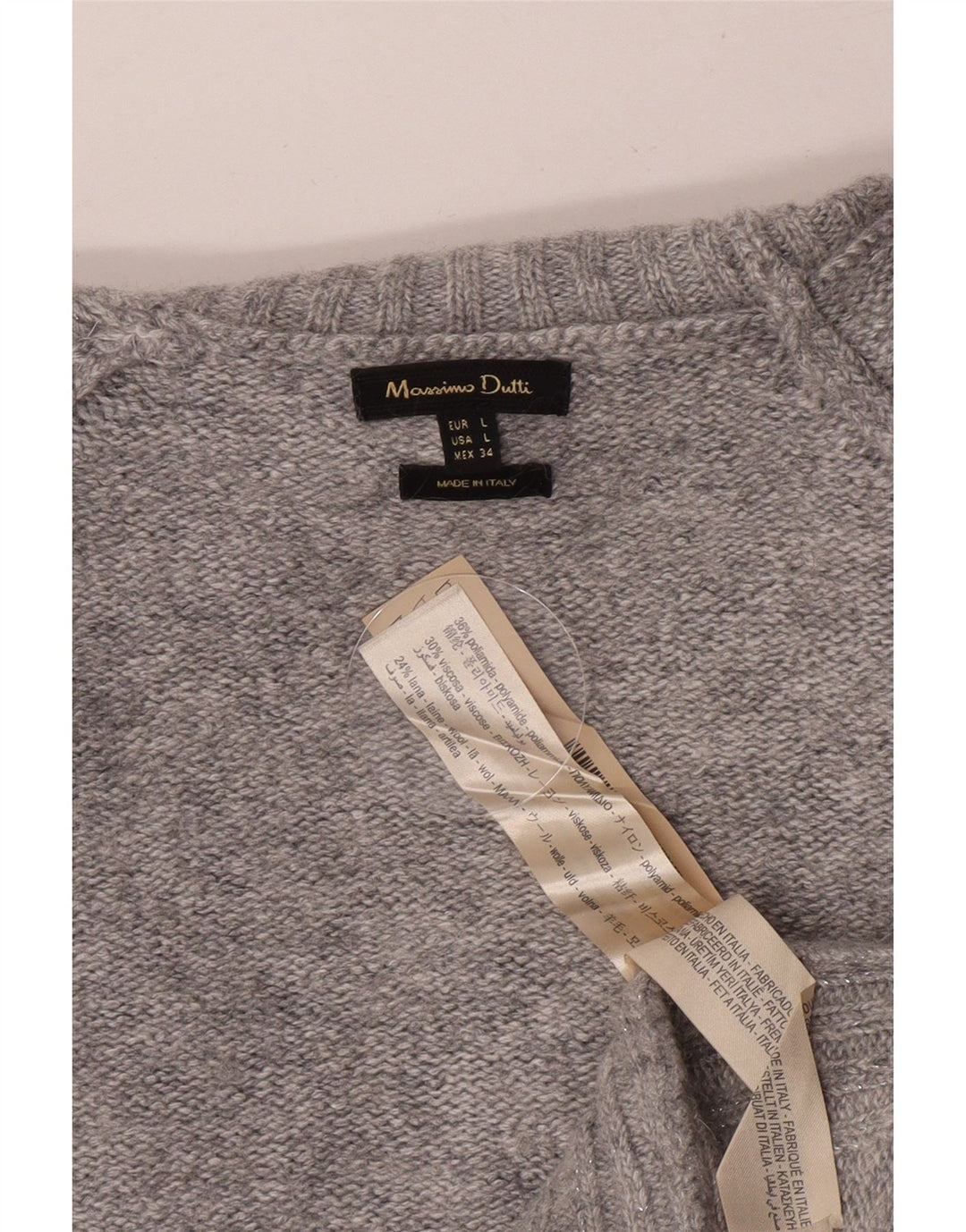 Massimo Dutti Γυναικείο πουλόβερ με λαιμό χελώνα UK 16 Large Grey Polyamide