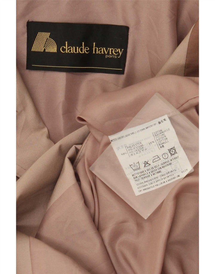Claude Havrey Γυναικείο παλτό UK 14 Large Brown Colorblock Πολυεστέρας