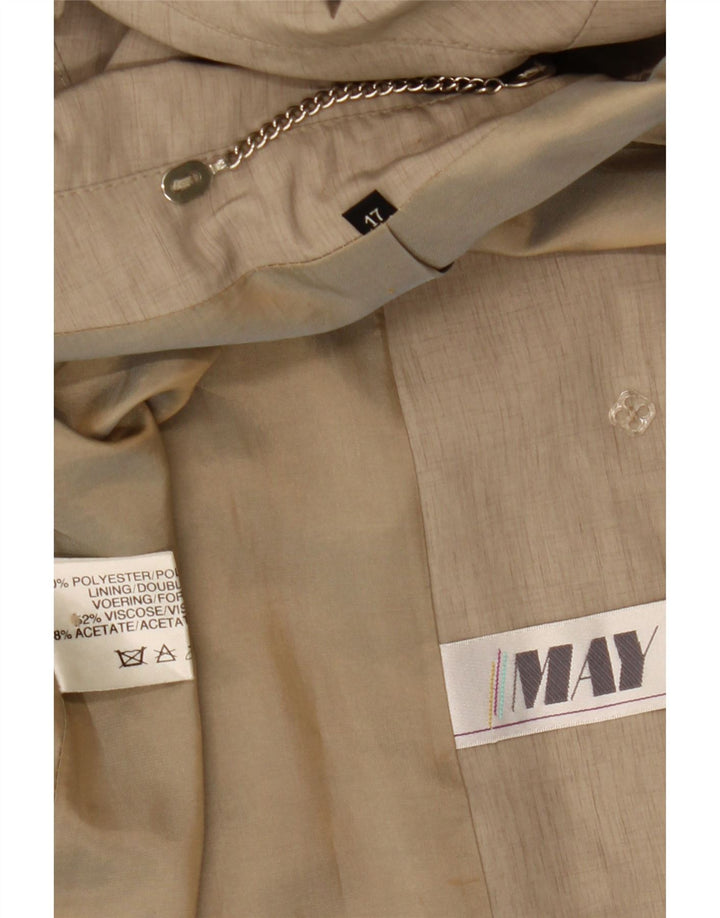 Vintage γυναικεία καμπαρντίνα 3/4 μανίκια UK 17 Large Beige Polyester