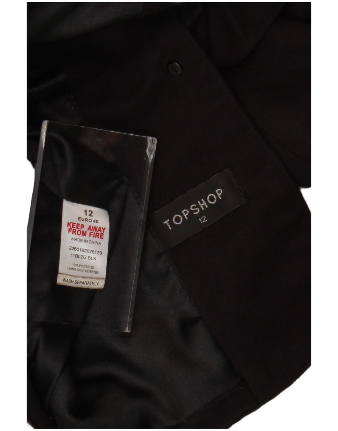 Topshop Γυναικείο Μπουφάν Blazer UK 12 Μεσαίου Μαύρου Πολυεστέρα