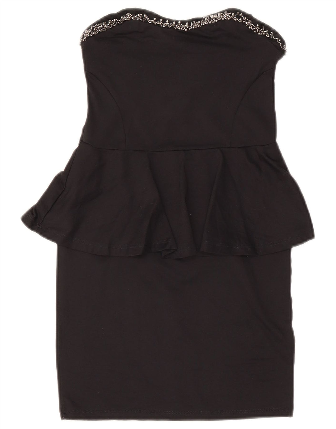 Zara Γυναικείο Στράπλες Φόρεμα Peplum UK 10 Small Black Polyamide