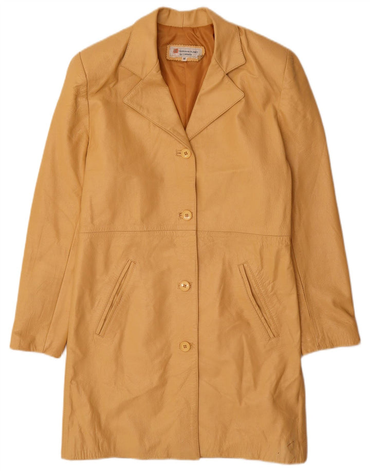 Carmen Γυναικείο Δερμάτινο Παλτό UK 12 Medium Yellow Leather