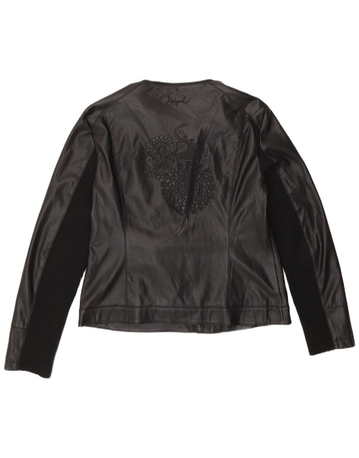 Desigual Γυναικείο Μπουφάν Biker από Faux Leather EU 46 XL Μαύρο Πολυουρεθάνη