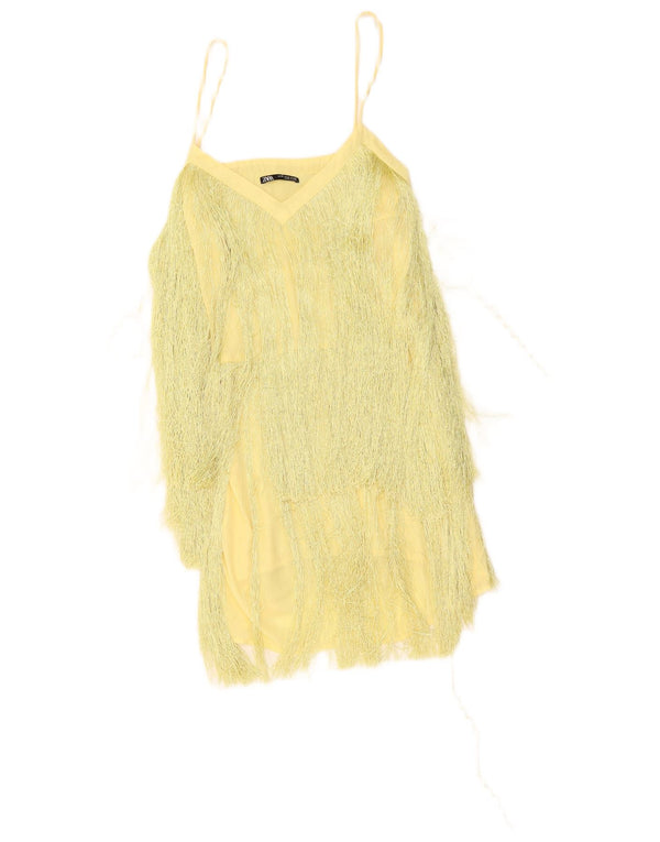 Zara Γυναικείο φόρεμα Charleston UK 12 Medium Yellow Polyester