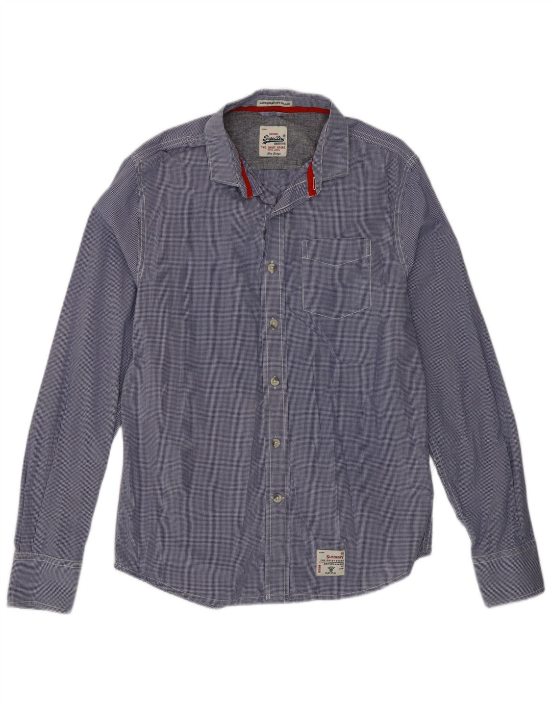 Ανδρικό πουκάμισο Superdry μεγάλο μπλε βαμβακερό Gingham
