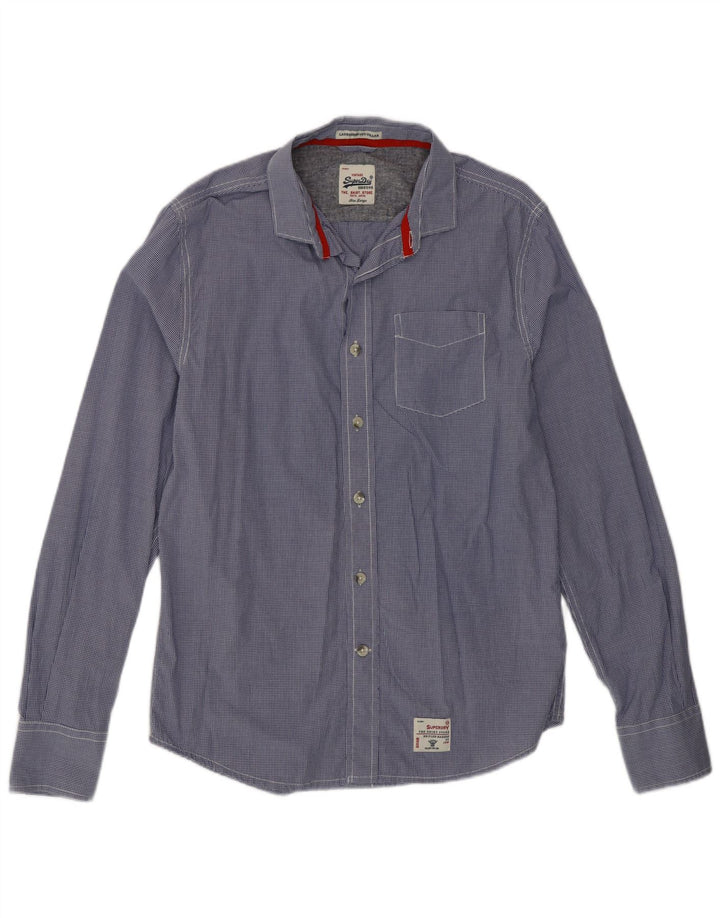 Ανδρικό πουκάμισο Superdry μεγάλο μπλε βαμβακερό Gingham