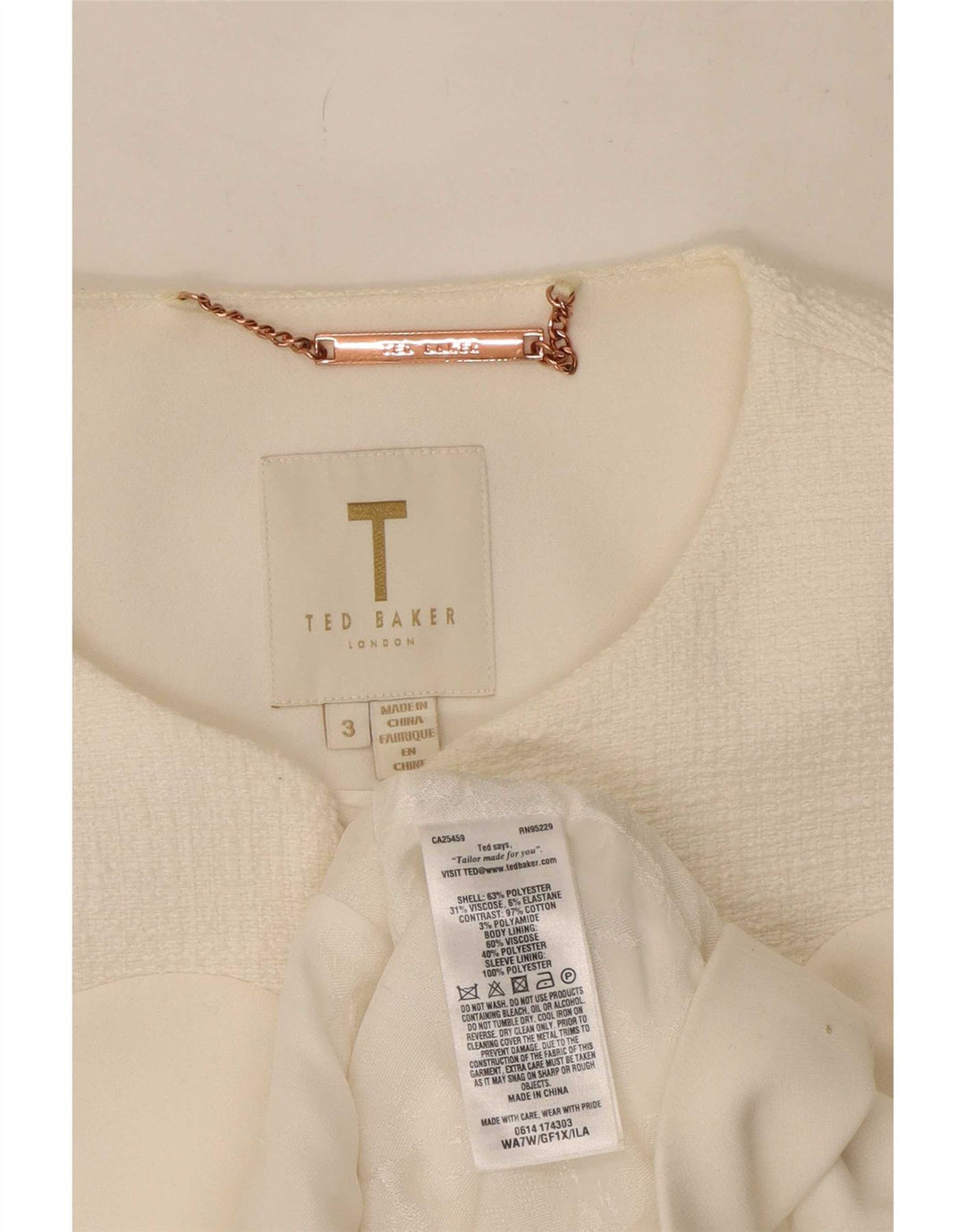 Ted Baker Γυναικείο Μπλέιζερ Μπουφάν Μέγεθος 3 Μεσαίο Λευκό Πολυεστέρας