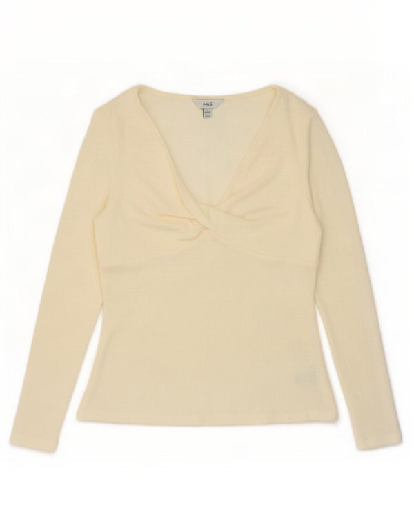 Marks & Spencer Γυναικείο τοπ μακρυμάνικο UK 14 Medium Off White Πολυεστέρας