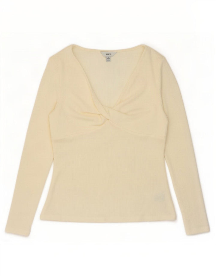 Marks & Spencer Γυναικείο τοπ μακρυμάνικο UK 14 Medium Off White Πολυεστέρας