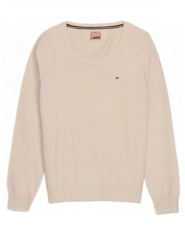 Tommy Hilfiger Γυναικείο πουλόβερ με λαιμόκαυστο UK 12 Medium White