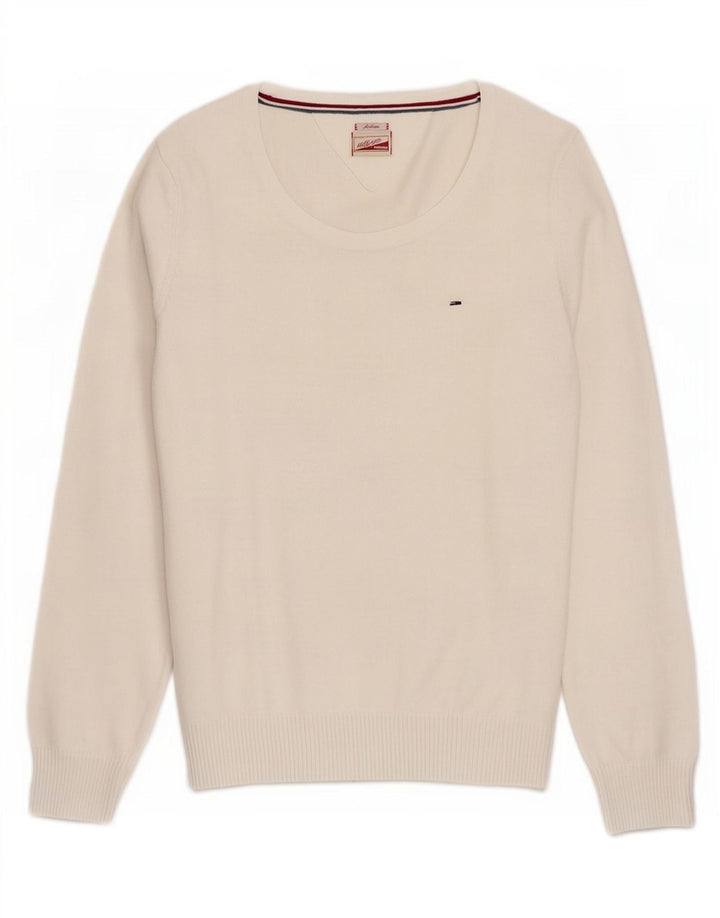 Tommy Hilfiger Γυναικείο πουλόβερ με λαιμόκαυστο UK 12 Medium White