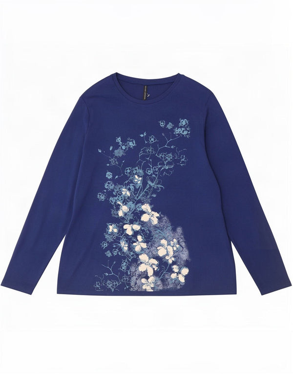 Marks & Spencer Γυναικείο μακρυμάνικο μπλουζάκι UK 22 3XL Navy Blue Floral