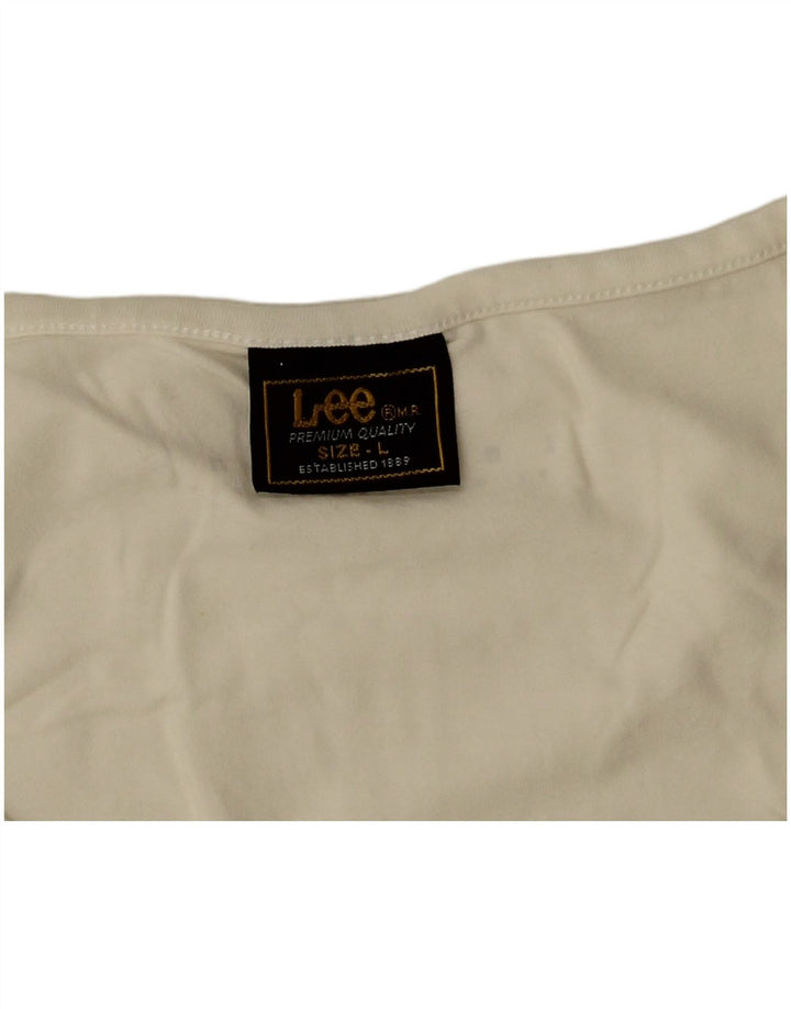 Lee Womens Crop Vest Top UK 14 Large Off White Βαμβακερό