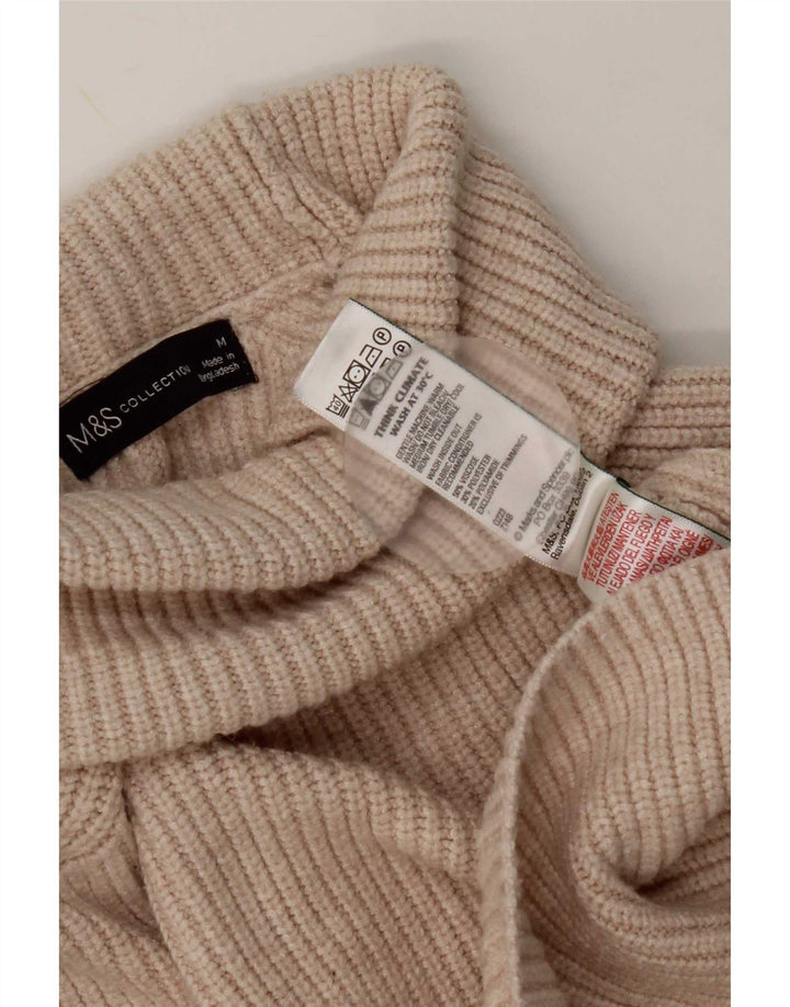 Marks & Spencer Γυναικείο πουλόβερ με ρολό λαιμόκοψη UK 14 μεσαία μπεζ βισκόζη