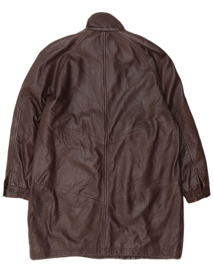 VINTAGE Γυναικείο Δερμάτινο Παλτό EU 40 Δερμάτινο Μεσαίο Καφέ