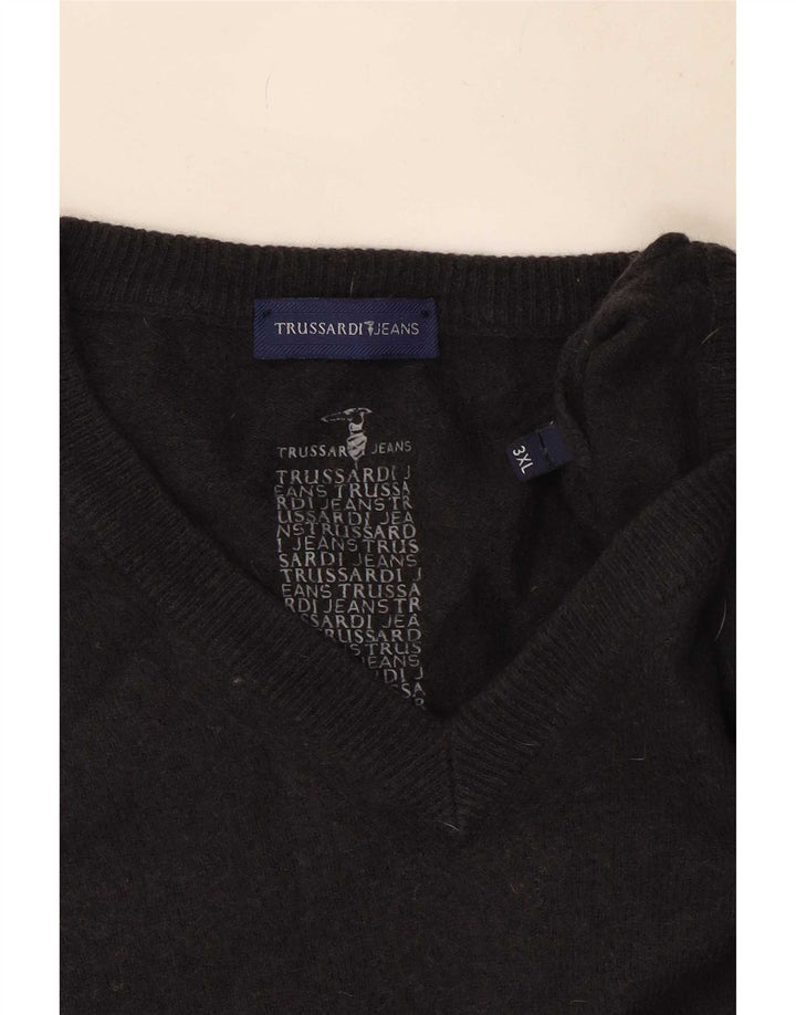Ανδρικό πουλόβερ Trussardi Jeans με V λαιμόκοψη 3XL Γκρι