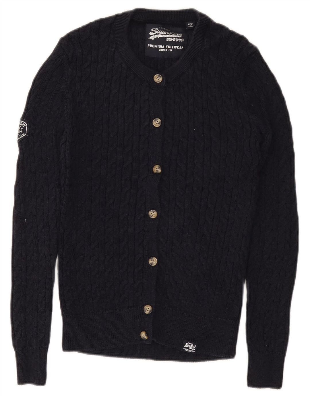 Superdry Γυναικείο πουλόβερ με γραφικά ζακέτα Ηνωμένου Βασιλείου 8 Small Navy Blue Cotton