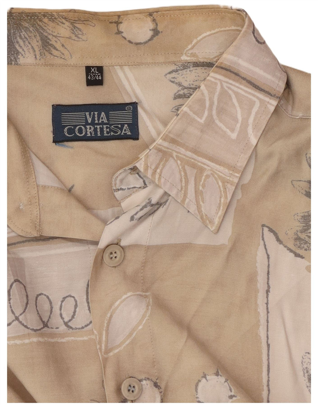 VIA CORTESA Ανδρικό κοντομάνικο πουκάμισο 43/44 XL μπεζ συνονθύλευμα