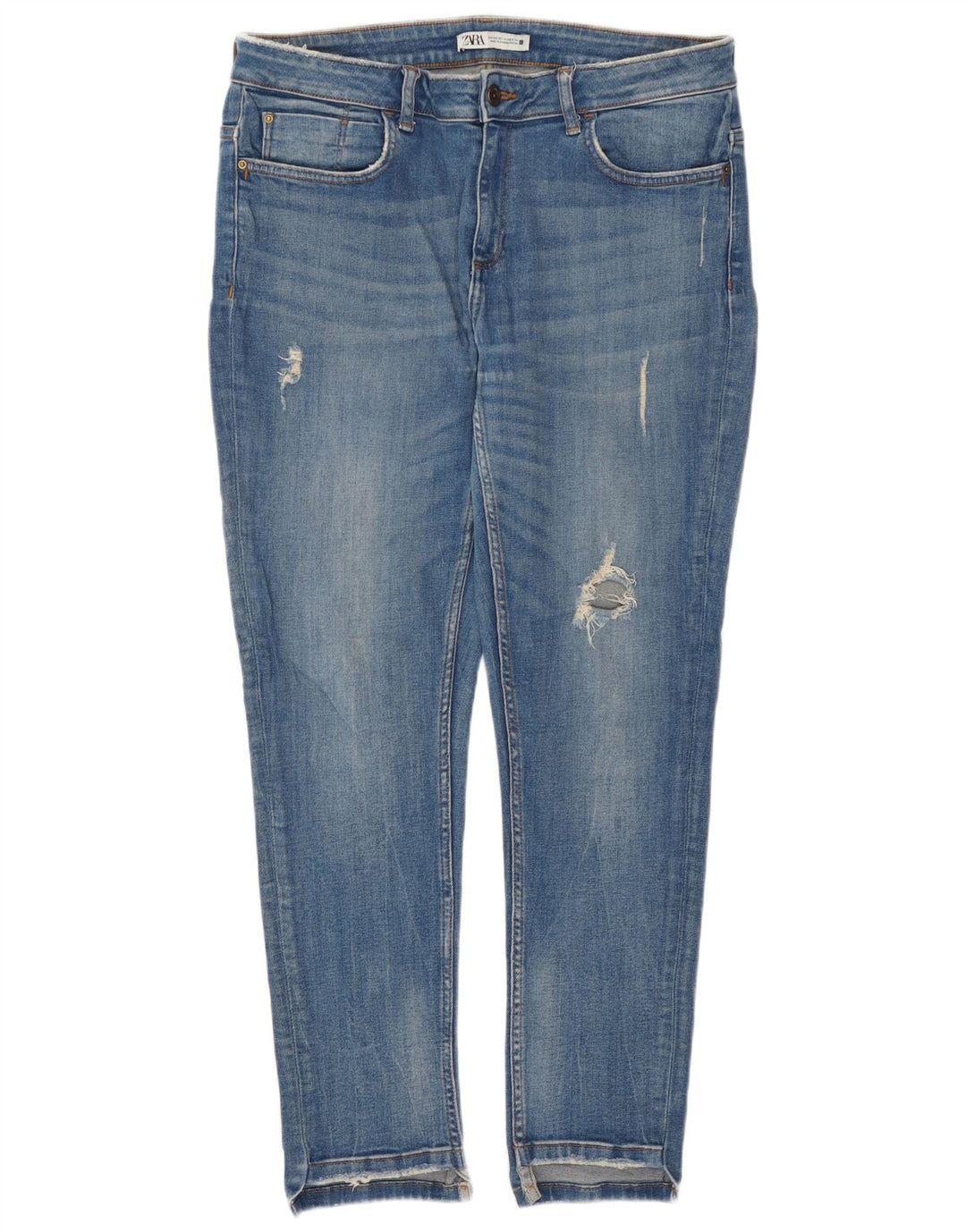 Zara Womens Distressed Slim Jeans EU 44 XL W34 L27 Blue