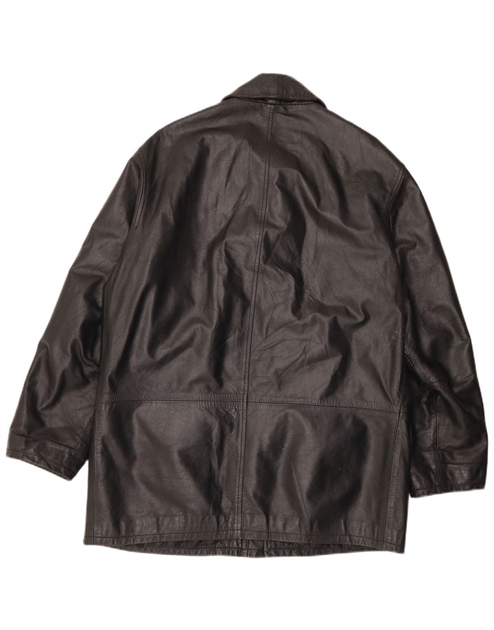 VINTAGE Ανδρικό Δερμάτινο Μπουφάν IT 50 Μεγάλο Δερμάτινο Μαύρο