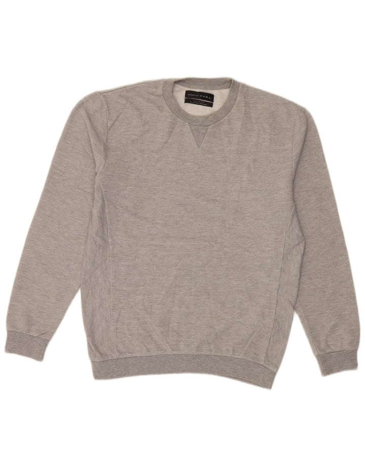Zara Ανδρικό Φούτερ Jumper Μεγάλο Γκρι Βαμβακερό