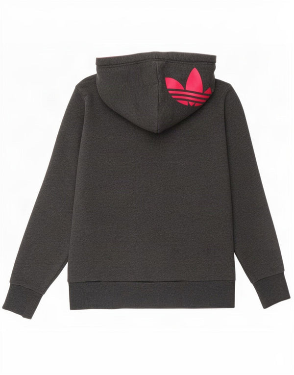 Adidas Γυναικείο Γραφικό Hoodie Jumper UK 12 μεσαίο γκρι βαμβακερό