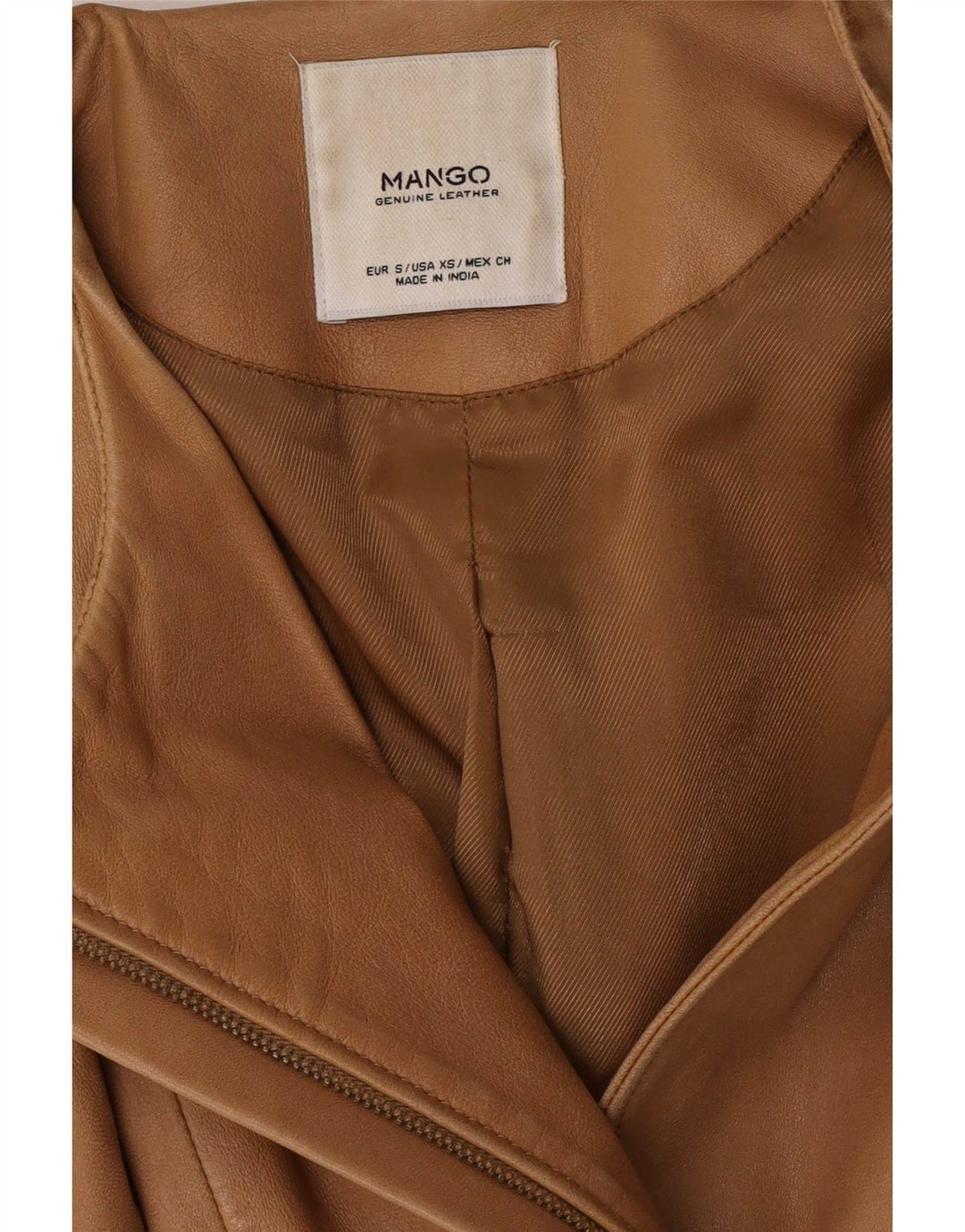 Mango Γυναικείο Δερμάτινο Μπουφάν UK 10 Small Brown Δερμάτινο