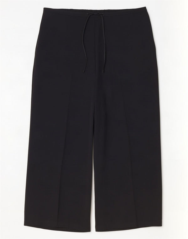 Zara γυναικείο φαρδύ παντελόνι casual UK 18 XL W40 L27 μαύρο πολυεστέρα