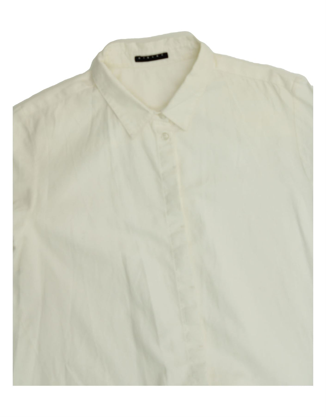 SISLEY Womens Asymmetric 3/4 Sleeve Shirt UK 14 Medium White Vintage Sisley and Second-Hand Sisley from Messina Hembry 