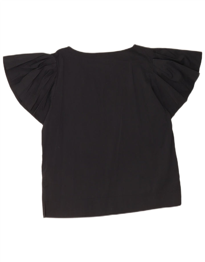 Benetton Γυναικεία Μπλούζα Oversized Top UK 10 Small Black Cotton