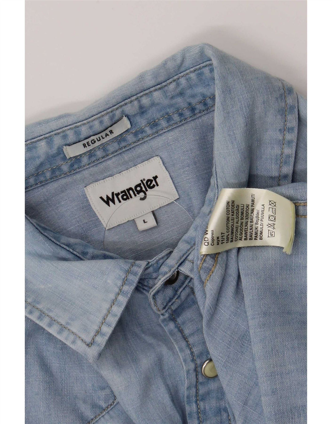 Ανδρικό τζιν πουκάμισο Wrangler με κανονική εφαρμογή, μεγάλο μπλε βαμβακερό