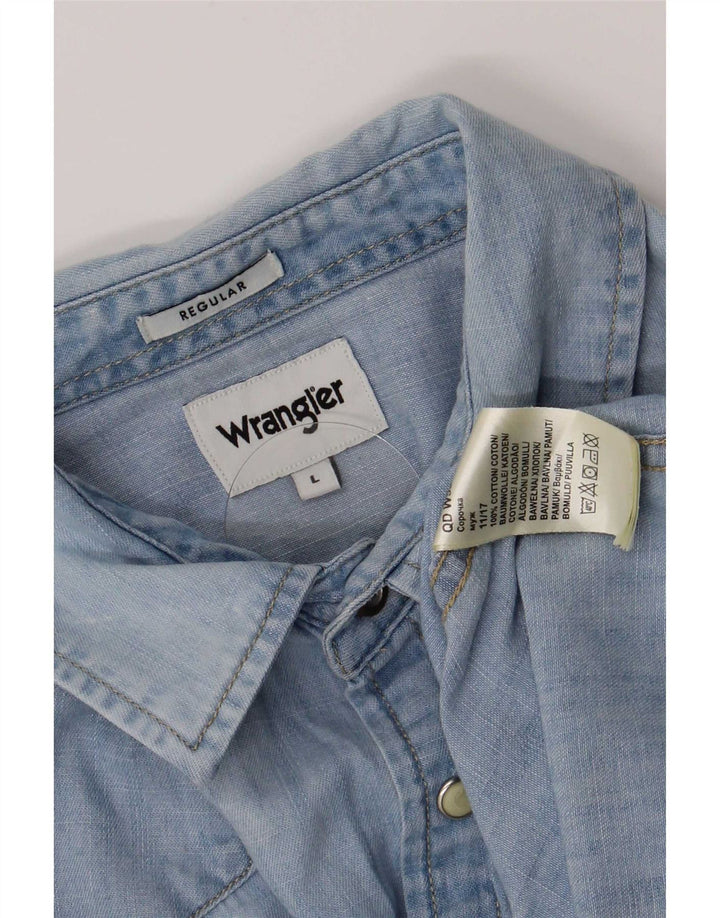 Ανδρικό τζιν πουκάμισο Wrangler με κανονική εφαρμογή, μεγάλο μπλε βαμβακερό