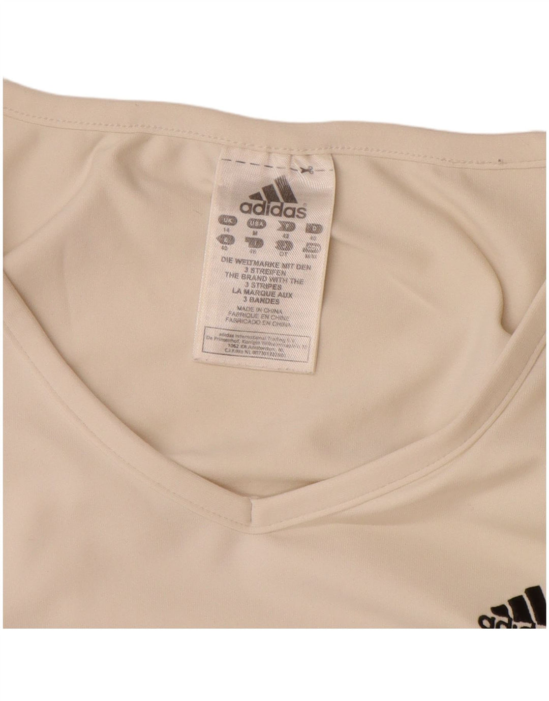 Adidas Γυναικείο T-Shirt Top UK 14 Medium Off White Polyamide