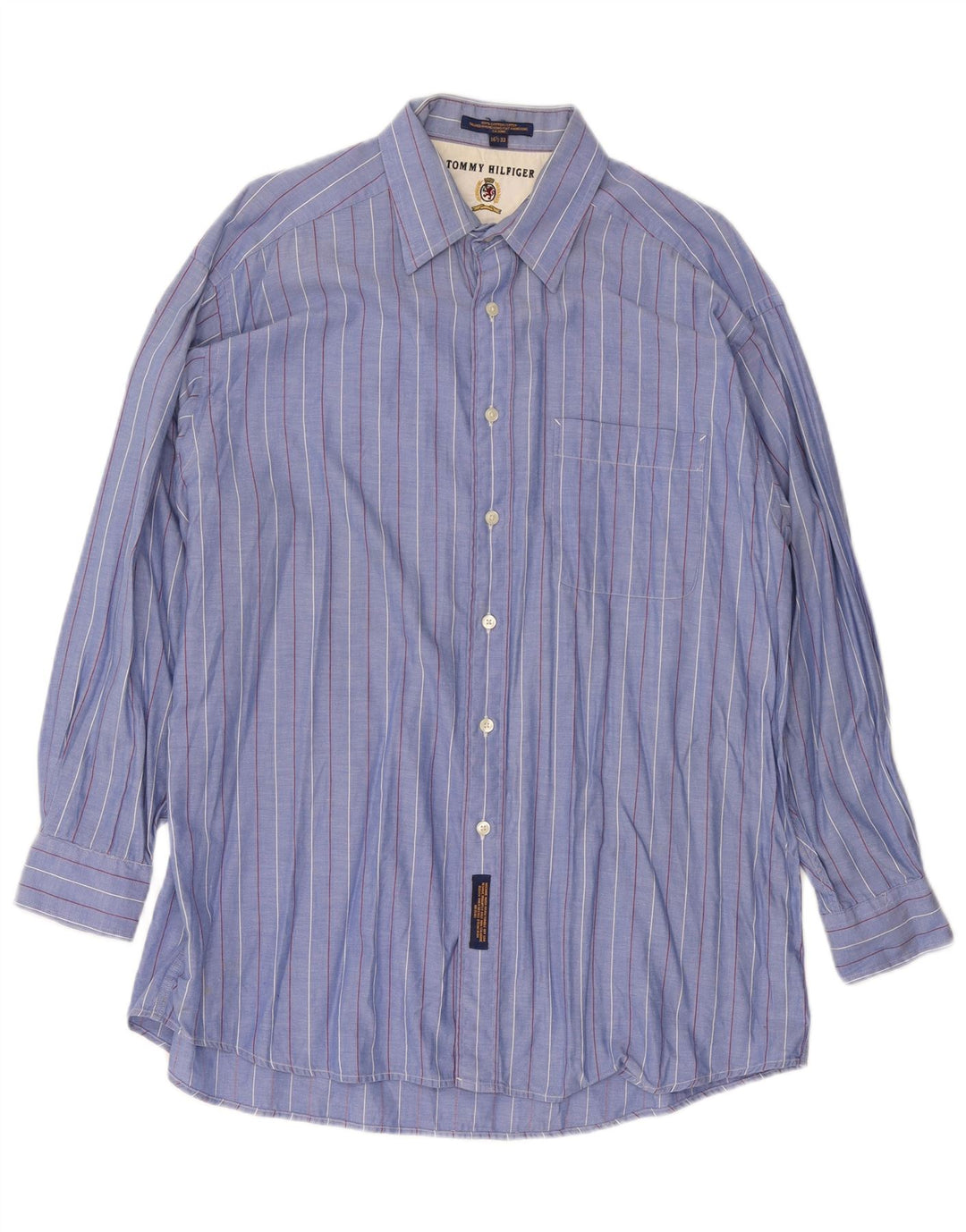 Ανδρικό πουκάμισο Tommy Hilfiger Size 16 1/2 Large Blue ριγέ βαμβακερό